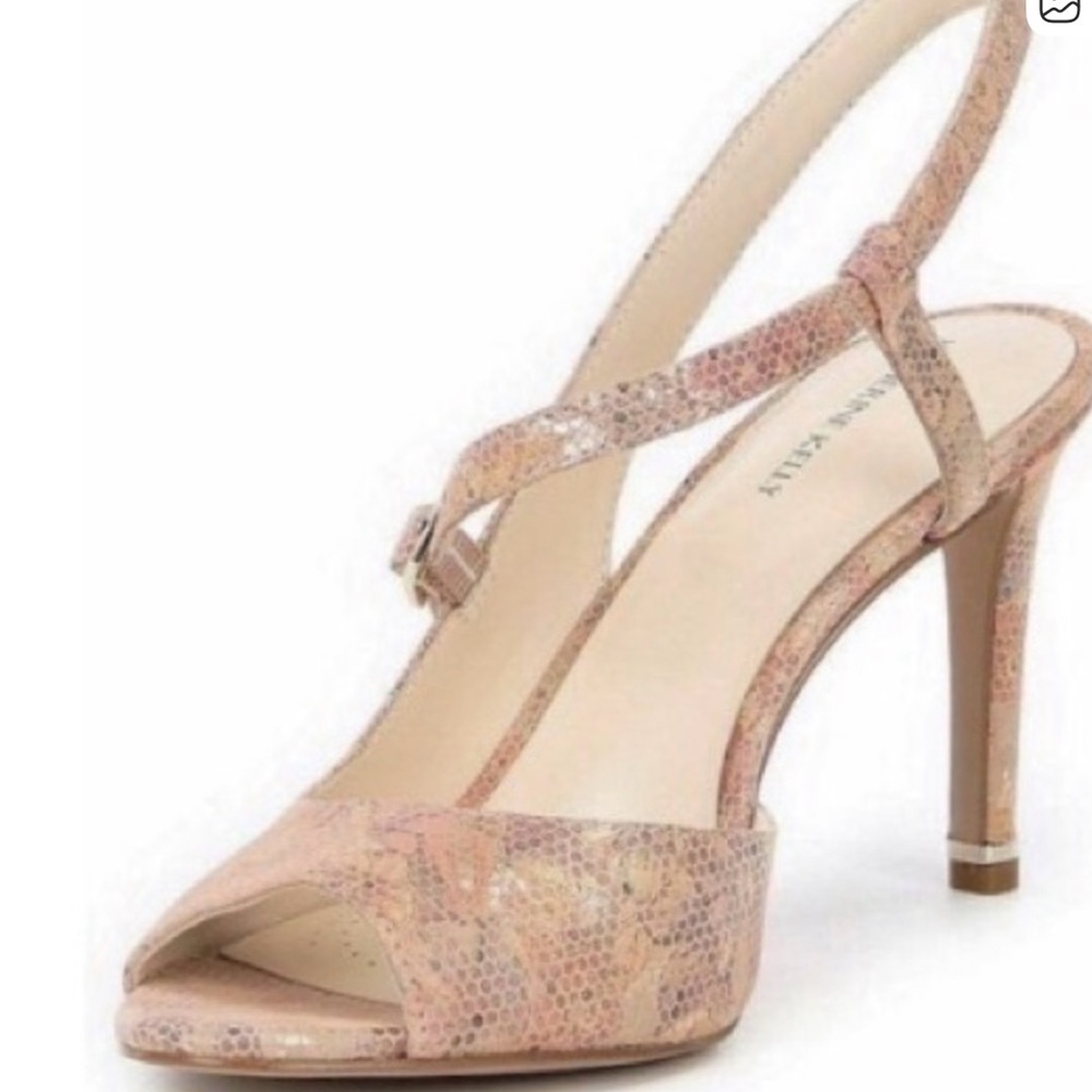 Chic Nude Snake Print Slingback Heels